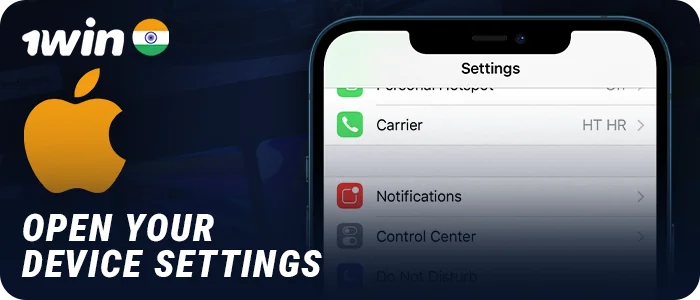 Open iOS settings to install the 1Win app